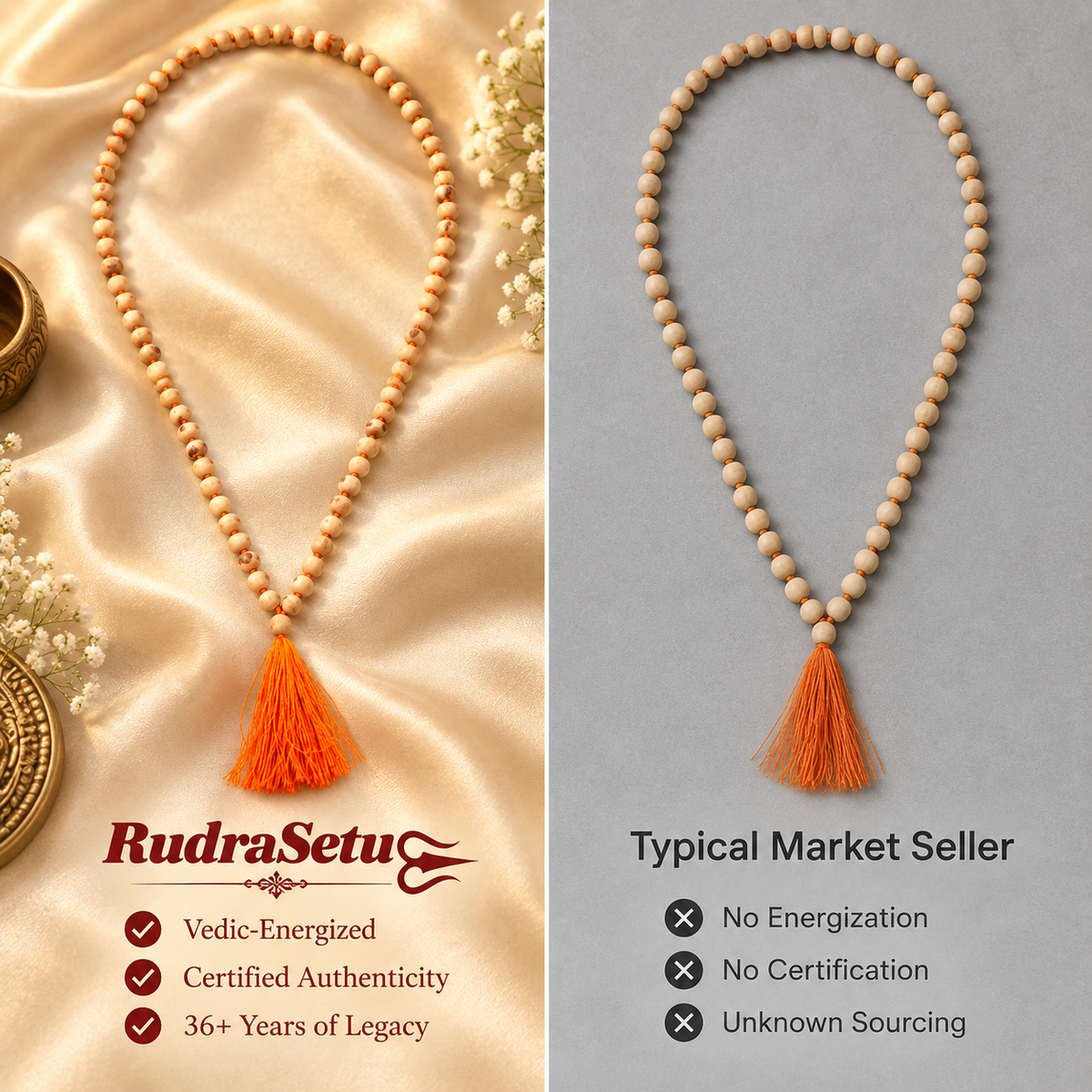 Tulsi Japa Mala- Rounded Beads