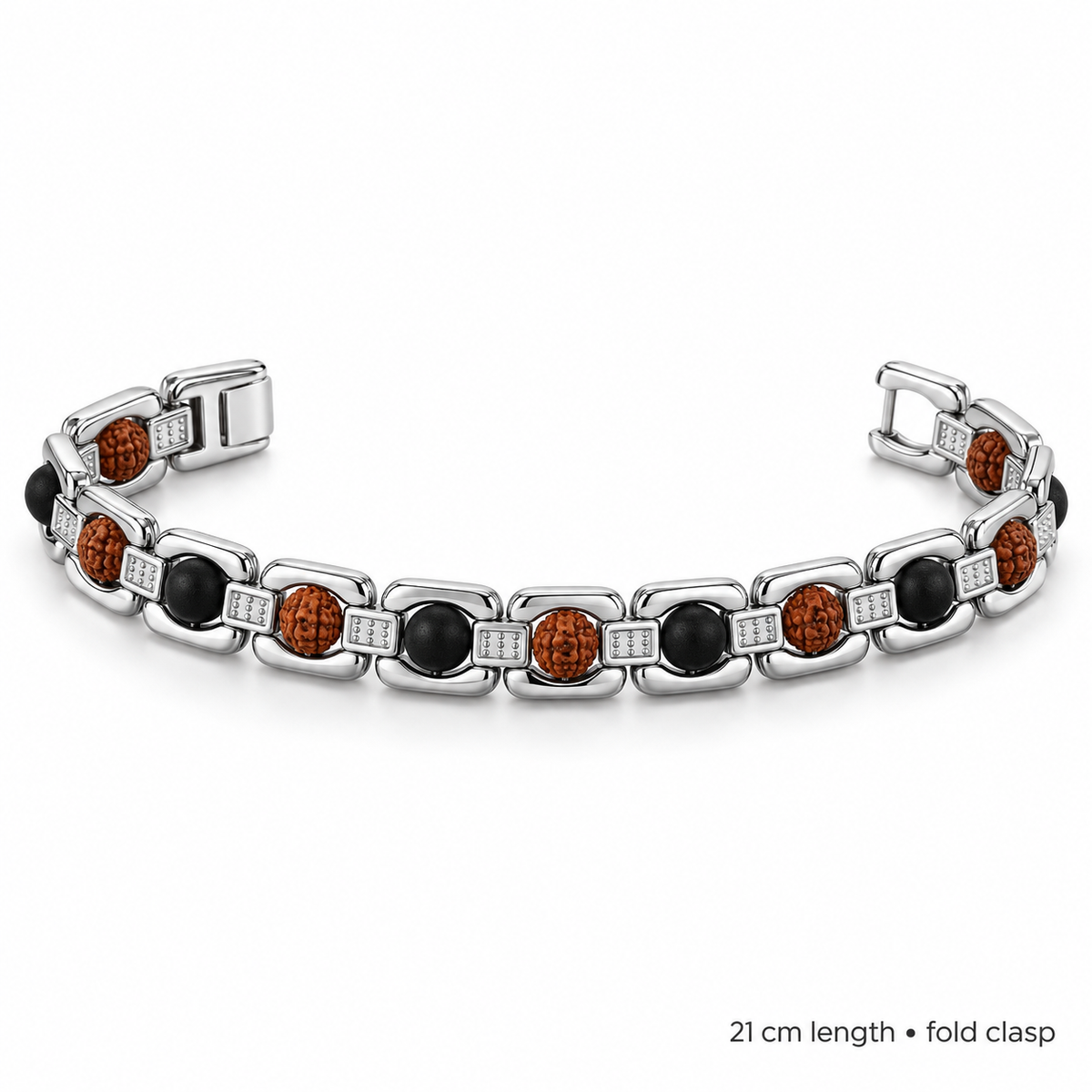 Silver Plated Rudraksha+Karungali Bracelet