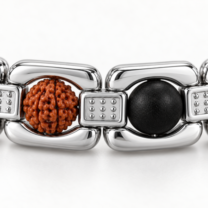 Silver Plated Rudraksha+Karungali Bracelet