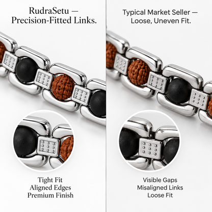 Silver Plated Rudraksha+Karungali Bracelet