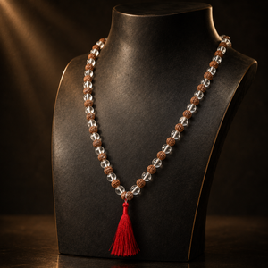 Rudraksha Sphatik Mala – Natural Beads & Crystal