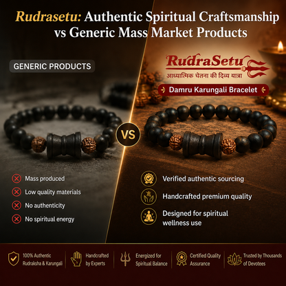 Karungali Damaru Bracelet – Elastic Ebony Wood Beads