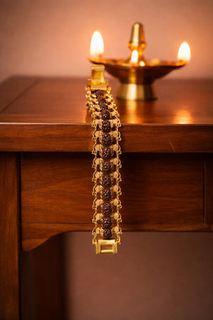 5 Mukhi Rudraksha Gold Plated Bracelet | For Inner Peace and Spiritual Growth