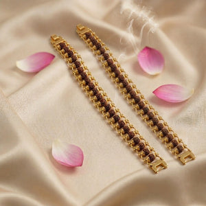 Classic Gold Plated Rudraksha Bracelet (Combo Pack)