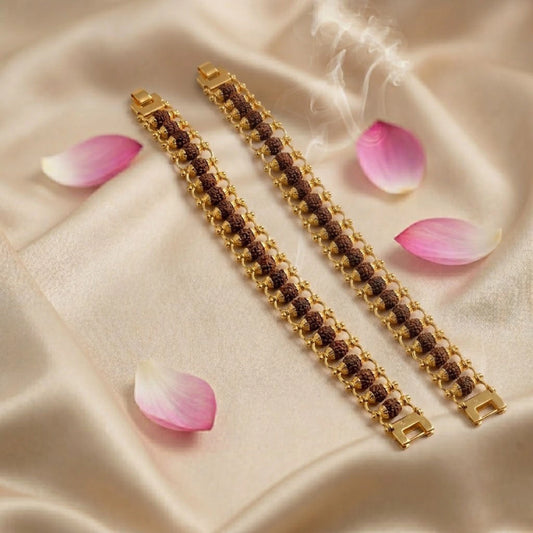 Classic Gold Plated Rudraksha Bracelet (Combo Pack)