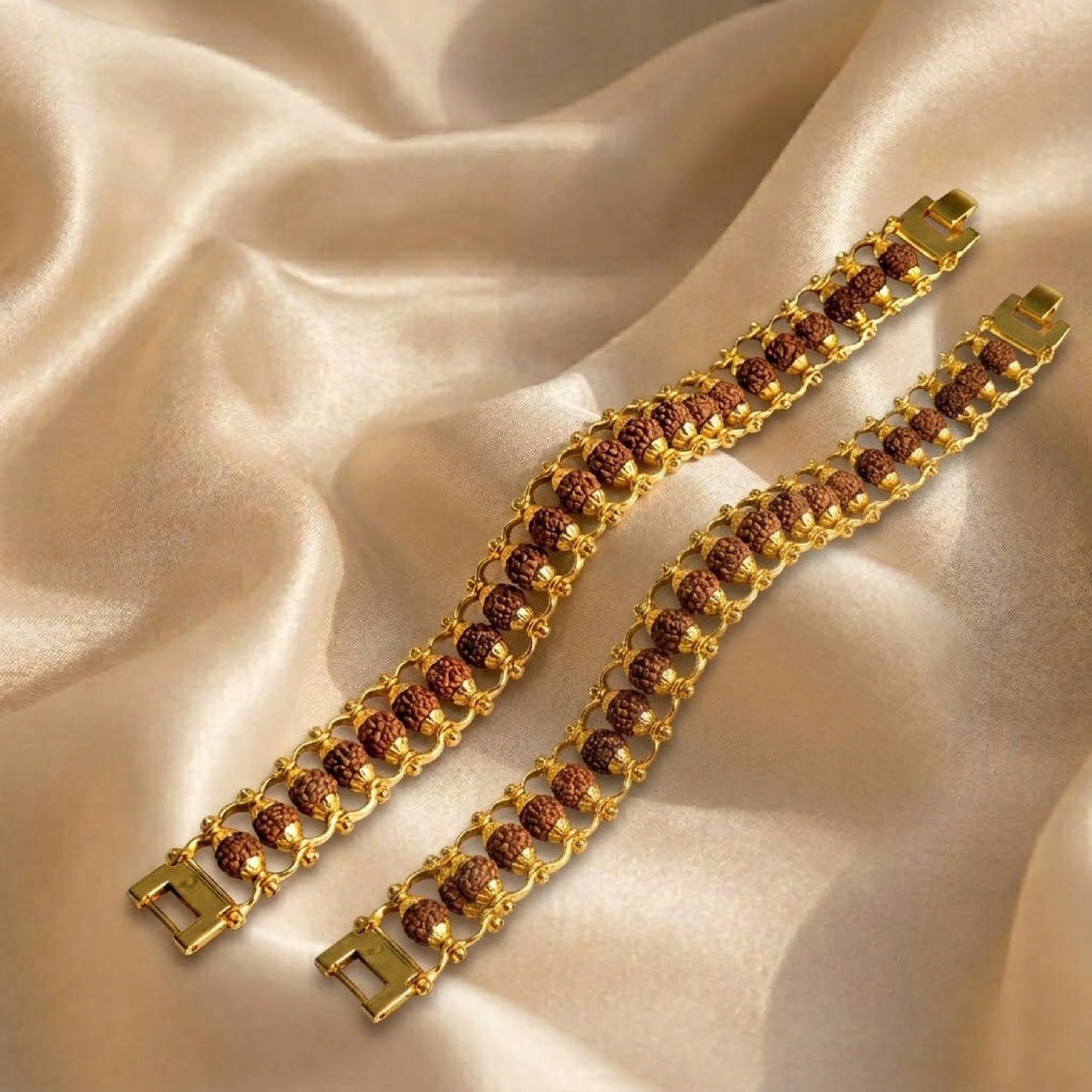 Classic Gold Plated Rudraksha Bracelet (Combo Pack)