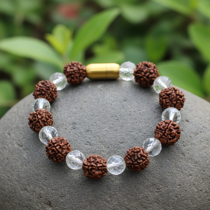 Rudraksha Sphatik Magsnap Bracelet