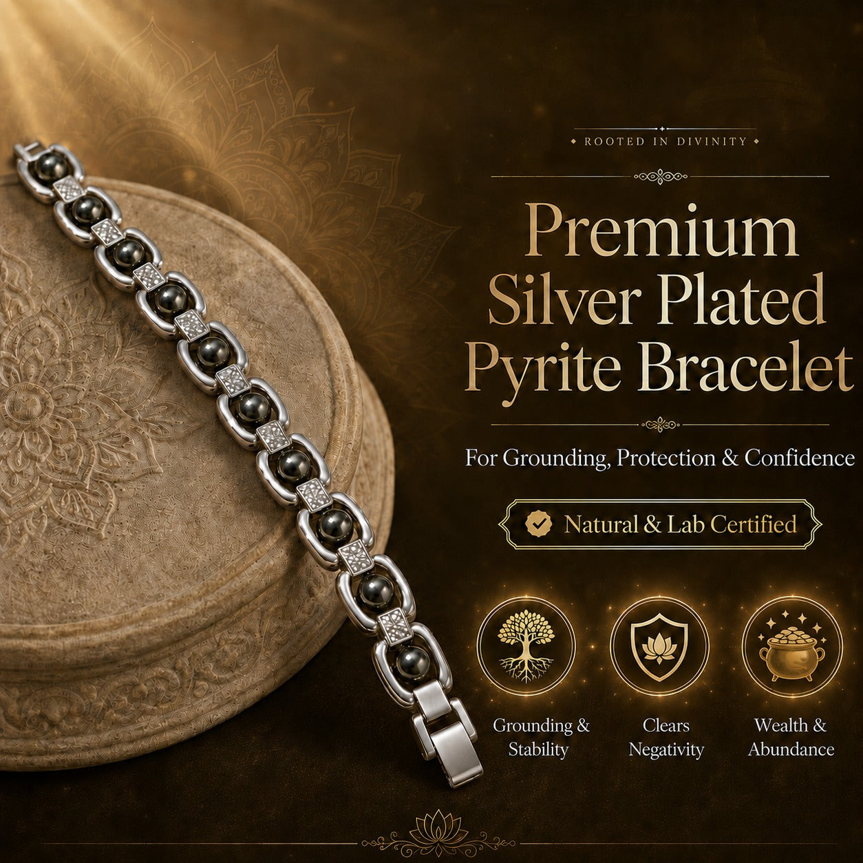 Premium Silver Plated Pyrite Bracelet