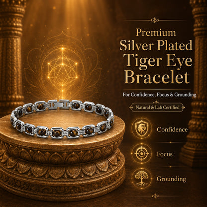 Premium Silver Plated Tiger Eye Bracelet